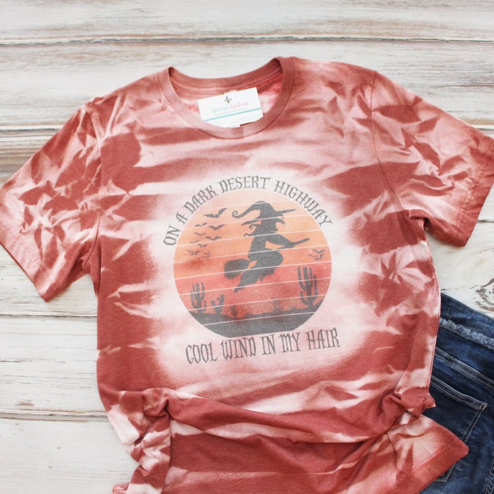 New Hand Bleached Unisex Tee Large - On a Dark Dessert Highway - RTS